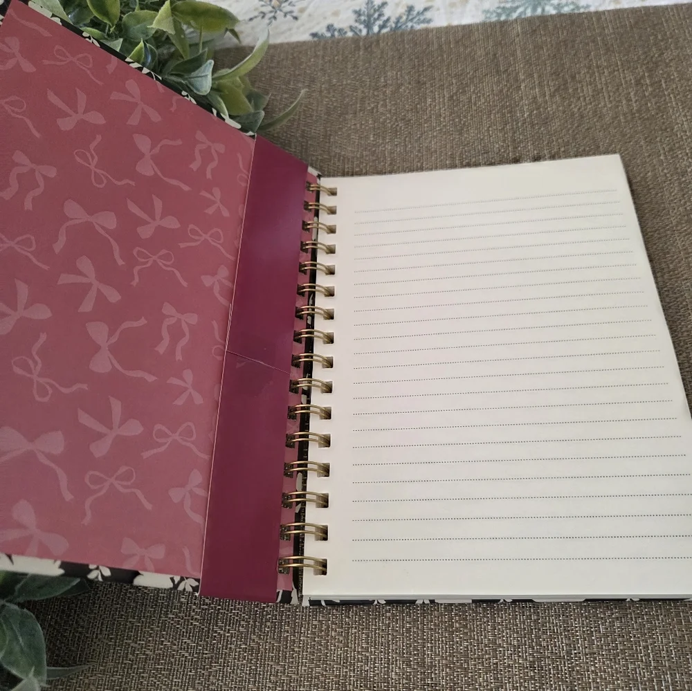 Eccolo Black and White Floral Notebook with Gold Accents